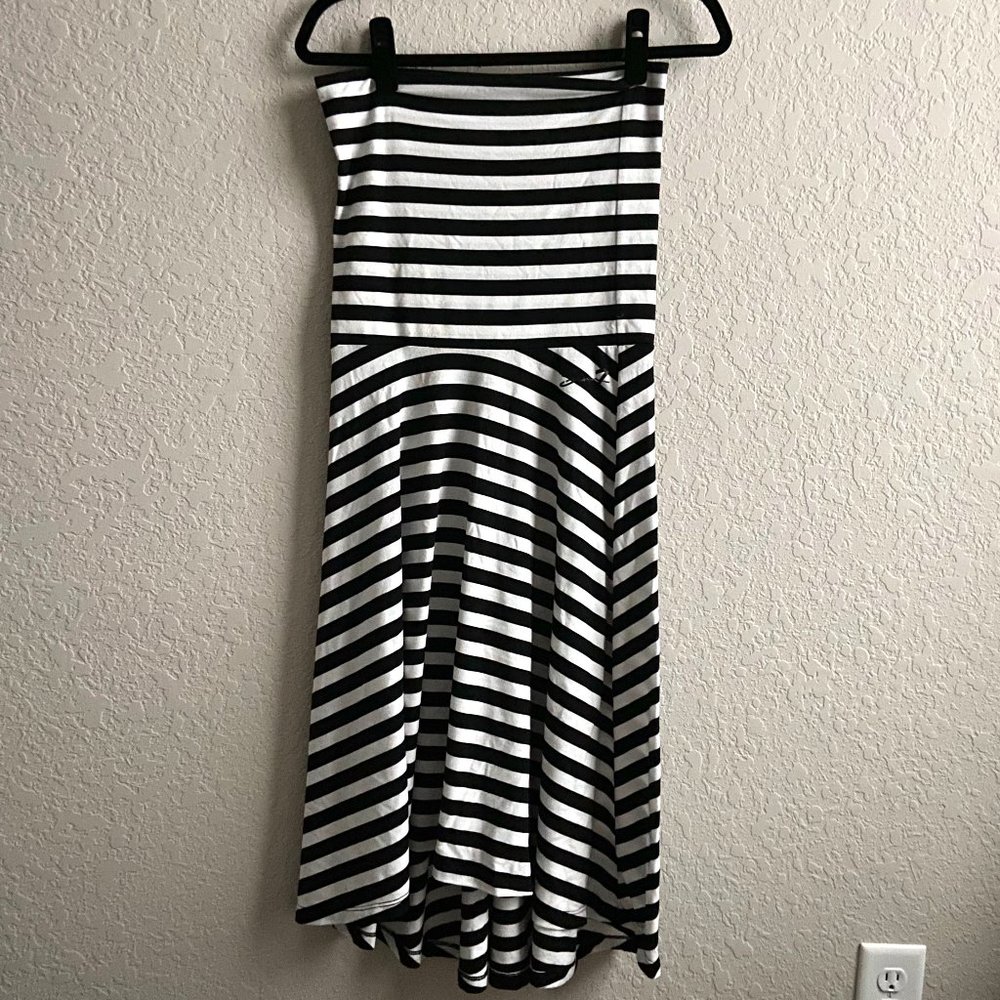 Striped Strapless High Low